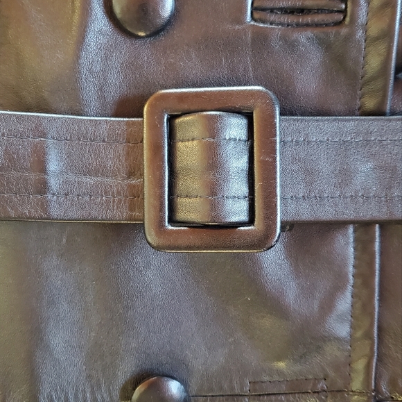 Vintage 70s Park Leather Black Leather Trench Coat - Picture 2 of 10